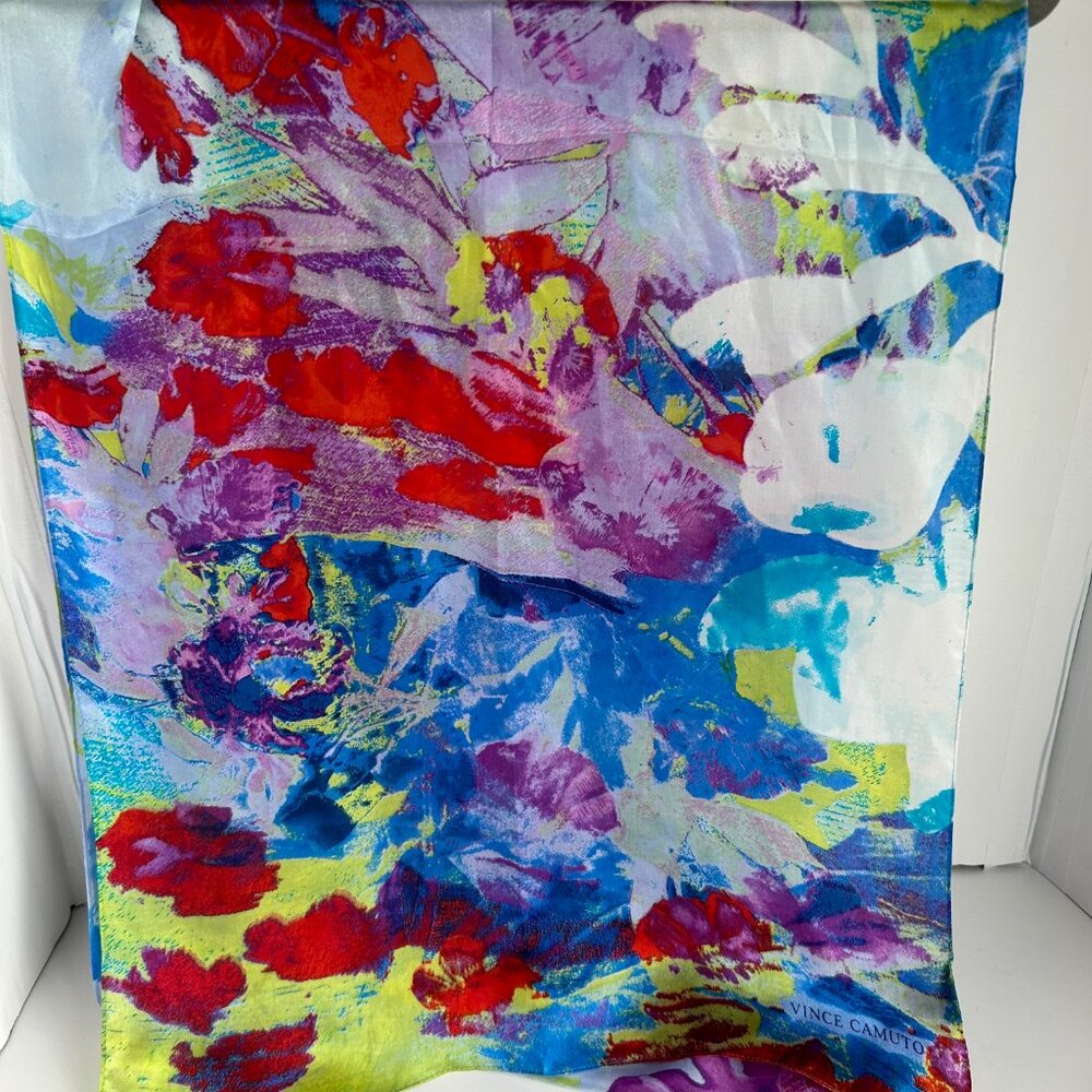 Vince Camuto 100% Silk Multicolor long Scarf 17"x70"